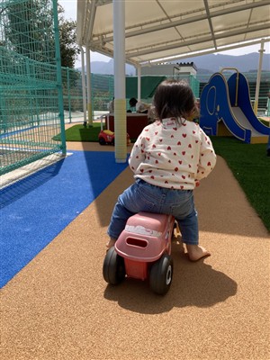 三輪バイクに乗って