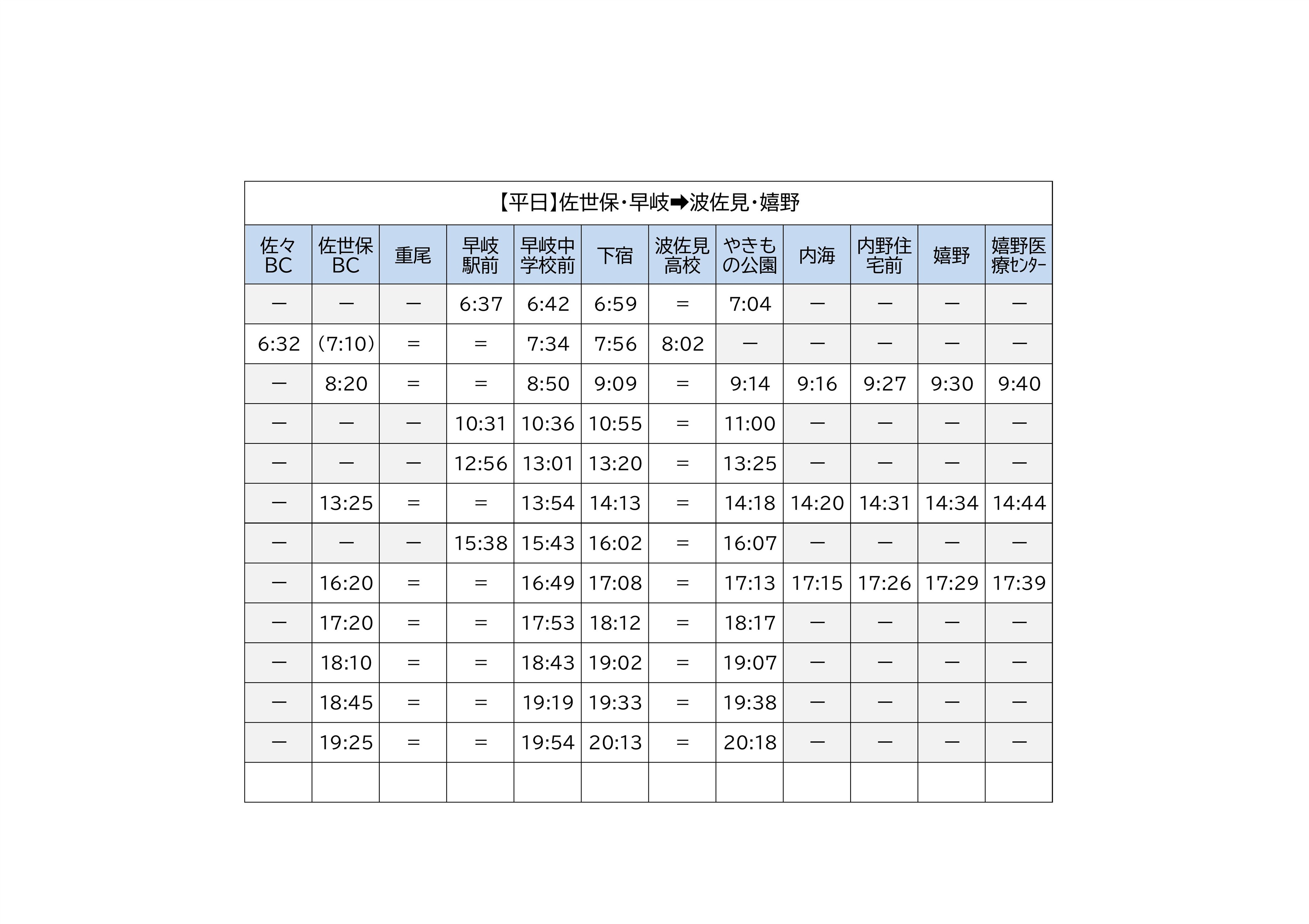 平日波佐見行き
