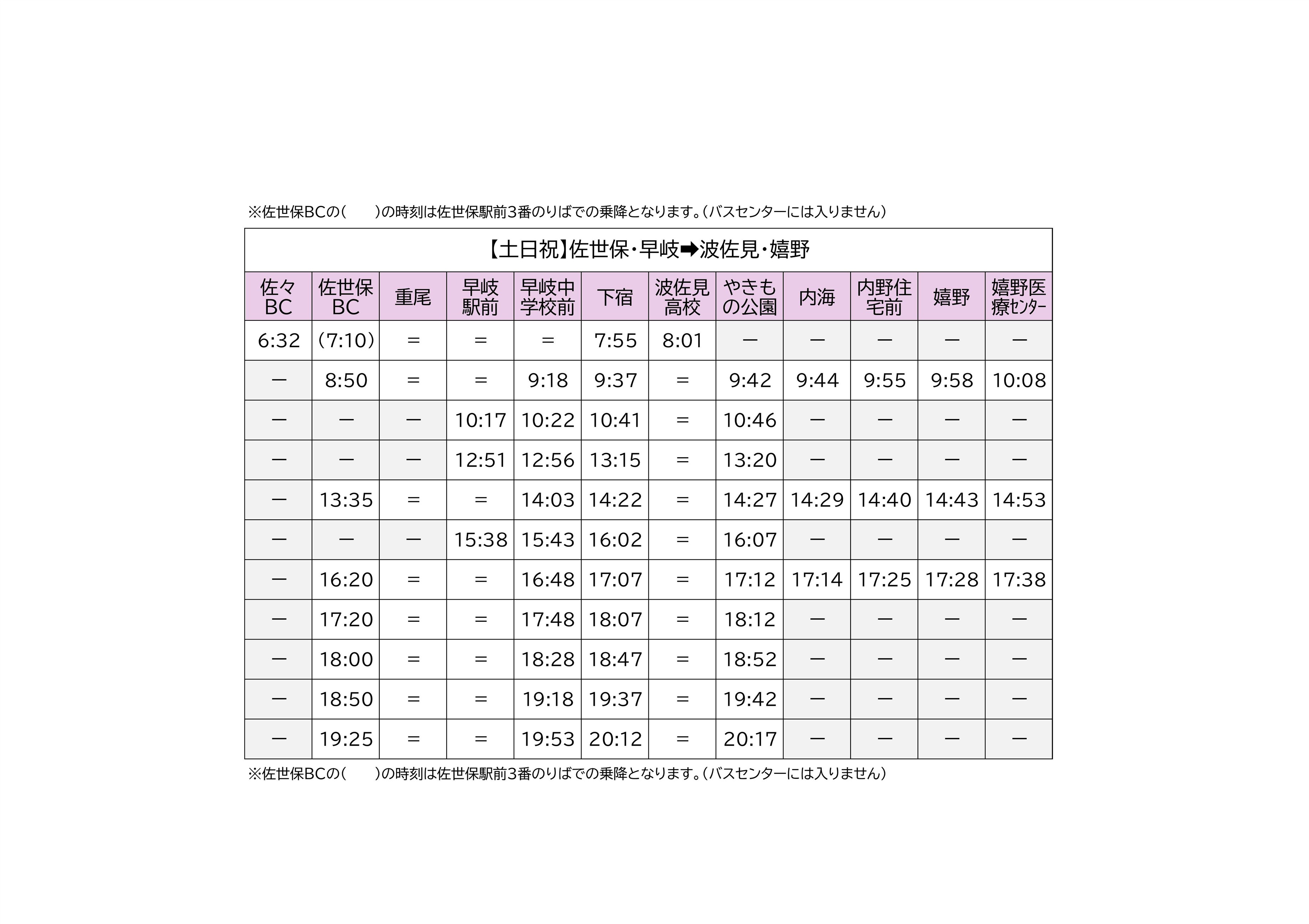 土日波佐見行き